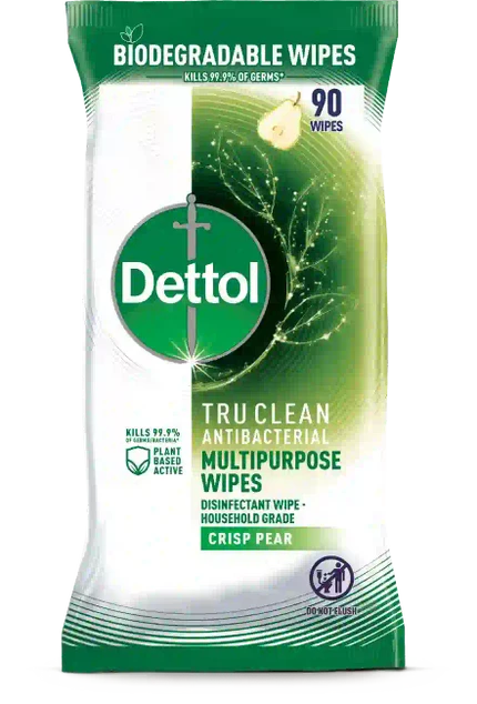 Dettol Tru Clean Antibacterial Multipurpose Cleaning Wipes Crisp Pear
